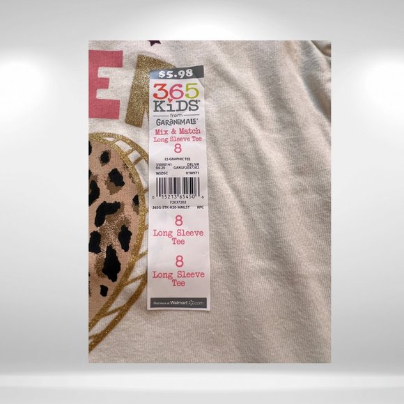 NWT - 365 Cream Long Sleeved Shirt with Cheetah Heart - Girl Power - Picture 3 of 4